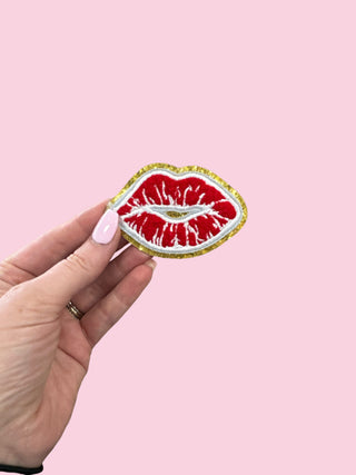 Lips - Red/Gold (STICKY BACK) ($100 MINIMUM ON PATCHES)