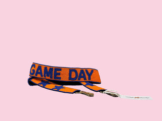 ROYAL BLUE AND ORANGE GAME DAY BEADED BAG STRAP