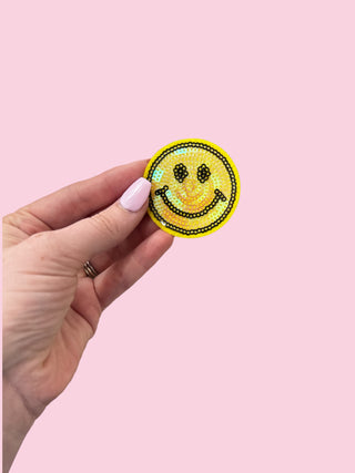 Smiley - Small Yellow (HEAT PRESS) ($100 MINIMUM ON PATCHES)